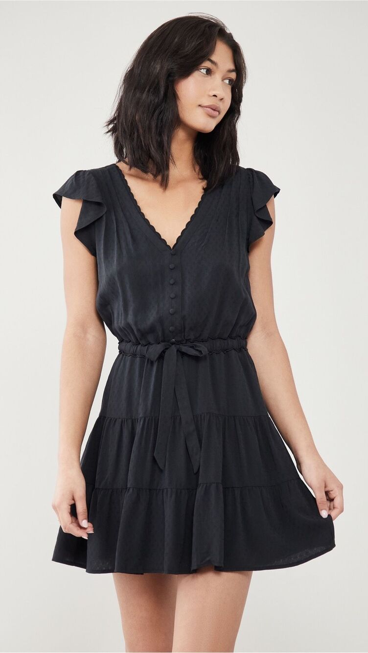 PAIGE Rosalee Black Tie-Waist Mini Dress | Size L